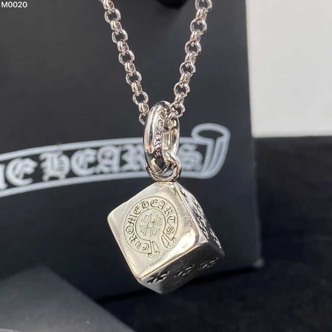 Chrome Hearts Sterling Silver Necklace with Logo Pendant